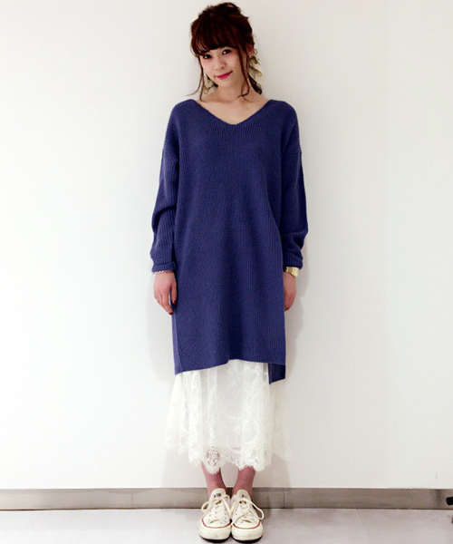 archives（アルシーヴ）の「【ZOZOTOWN限定】スリットニットワンピース（ワンピース・レディース・グレー/モカ/イエロー/アイボリー/サックスブルー・MEDIUM）」の17枚目の写真