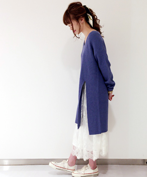 archives（アルシーヴ）の「【ZOZOTOWN限定】スリットニットワンピース（ワンピース・レディース・グレー/モカ/イエロー/アイボリー/サックスブルー・MEDIUM）」の18枚目の写真