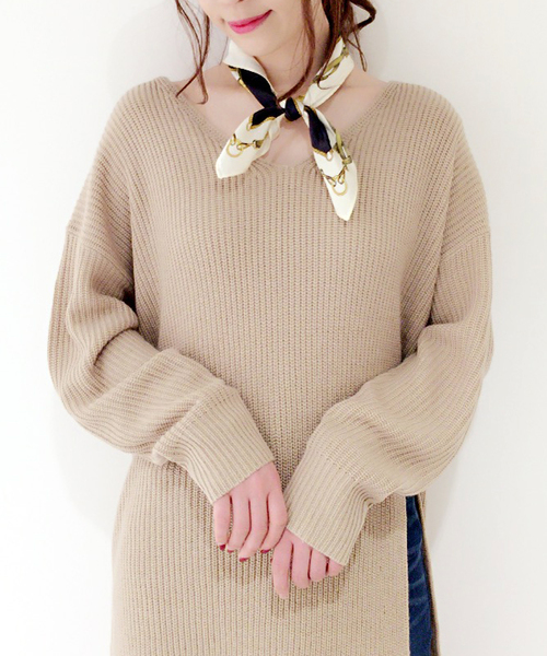 archives（アルシーヴ）の「【ZOZOTOWN限定】スリットニットワンピース（ワンピース・レディース・グレー/モカ/イエロー/アイボリー/サックスブルー・MEDIUM）」の7枚目の写真