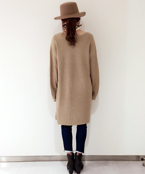 archives（アルシーヴ）の「【ZOZOTOWN限定】スリットニットワンピース（ワンピース・レディース・グレー/モカ/イエロー/アイボリー/サックスブルー・MEDIUM）」の9枚目の写真