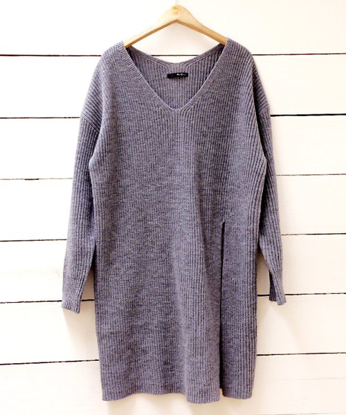 archives（アルシーヴ）の「【ZOZOTOWN限定】スリットニットワンピース（ワンピース・レディース・グレー/モカ/イエロー/アイボリー/サックスブルー・MEDIUM）」の10枚目の写真