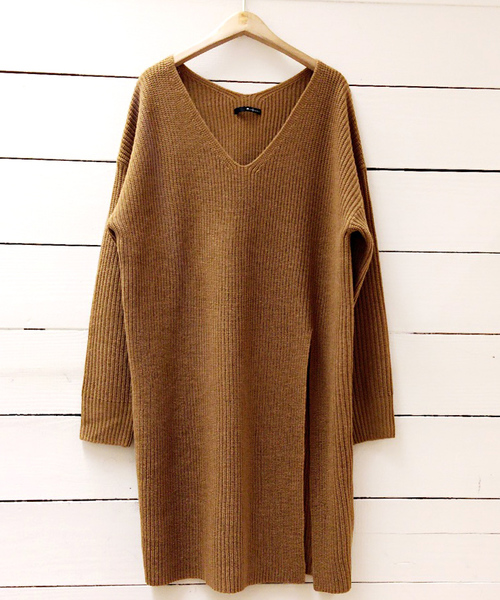 archives（アルシーヴ）の「【ZOZOTOWN限定】スリットニットワンピース（ワンピース・レディース・グレー/モカ/イエロー/アイボリー/サックスブルー・MEDIUM）」の12枚目の写真