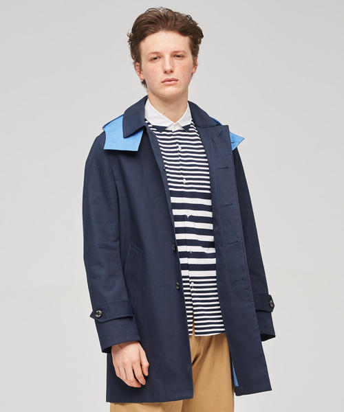 BLUE WORK（ブルーワーク）の「ボンディング フーデッドステンカラーコート [REGENT COAT]＋（ステンカラーコート・メンズ・ベージュ/ライトブルー/ボルドー/ネイビー・SMALL/LARGE/X-SMALL/MEDIUM）」の3枚目の写真