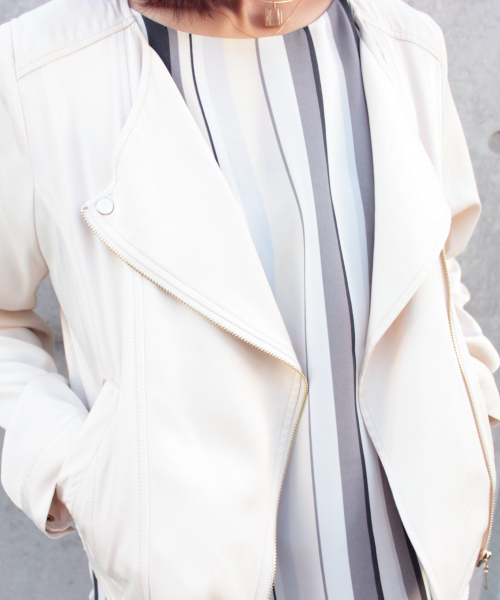 mysty woman（ミスティウーマン）の「RTツイルノーカラーライダース（ライダースジャケット・レディース・ブラック系その他/グレイッシュブルー/ネイビー/カーキ/ピンクベージュ・FREE）」の11枚目の写真