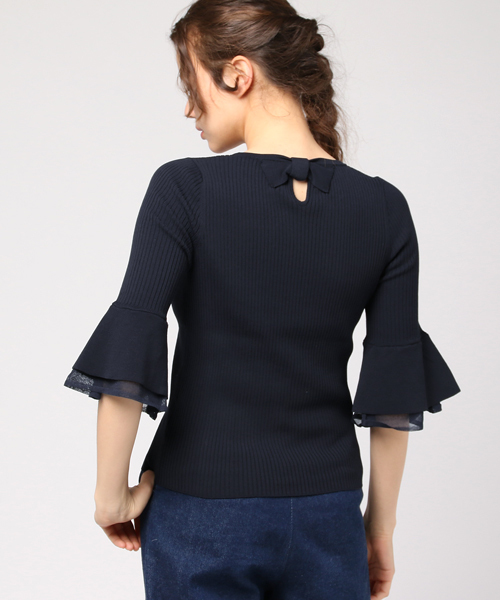 PROPORTION BODY DRESSING（プロポーションボディドレッシング）の「【美人百花 4月号掲載】ダブルベルフレアーニット（ニット/セーター・レディース・ネイビー/ホワイト系その他/ピンク/ブルー・3/2）」の3枚目の写真