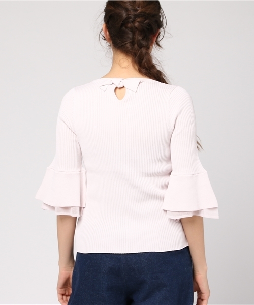 PROPORTION BODY DRESSING（プロポーションボディドレッシング）の「【美人百花 4月号掲載】ダブルベルフレアーニット（ニット/セーター・レディース・ネイビー/ホワイト系その他/ピンク/ブルー・3/2）」の7枚目の写真