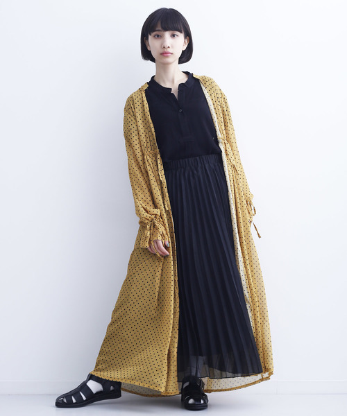 MERLOT(メルロー)の「ドット柄ガウンワンピース1518(シャツワンピース・レディース・ネイビー/ホワイト/ブラック/イエロー・FREE)」の4枚目の写真