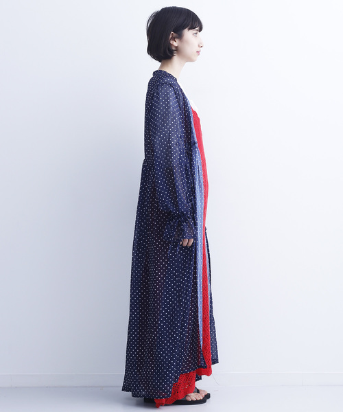 MERLOT(メルロー)の「ドット柄ガウンワンピース1518(シャツワンピース・レディース・ネイビー/ホワイト/ブラック/イエロー・FREE)」の8枚目の写真