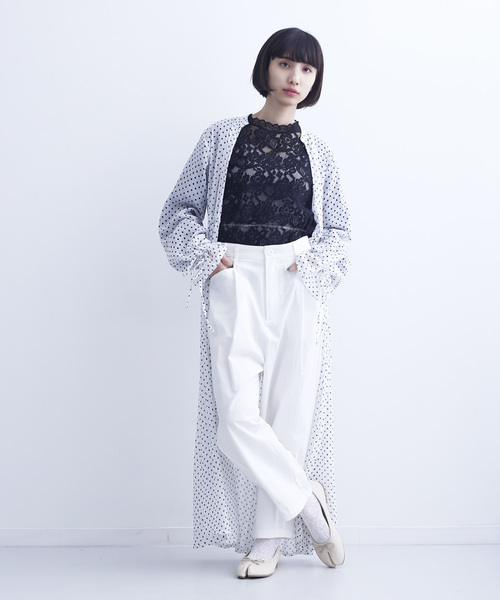 MERLOT(メルロー)の「ドット柄ガウンワンピース1518(シャツワンピース・レディース・ネイビー/ホワイト/ブラック/イエロー・FREE)」の10枚目の写真