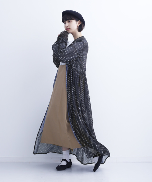 MERLOT(メルロー)の「ドット柄ガウンワンピース1518(シャツワンピース・レディース・ネイビー/ホワイト/ブラック/イエロー・FREE)」の16枚目の写真