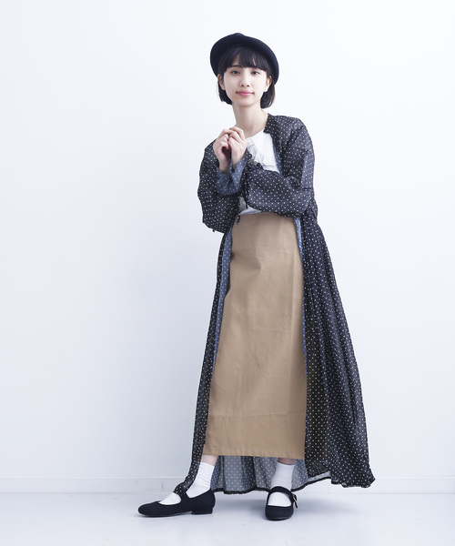 MERLOT(メルロー)の「ドット柄ガウンワンピース1518(シャツワンピース・レディース・ネイビー/ホワイト/ブラック/イエロー・FREE)」の5枚目の写真