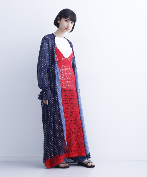 MERLOT(メルロー)の「ドット柄ガウンワンピース1518(シャツワンピース・レディース・ネイビー/ホワイト/ブラック/イエロー・FREE)」の7枚目の写真