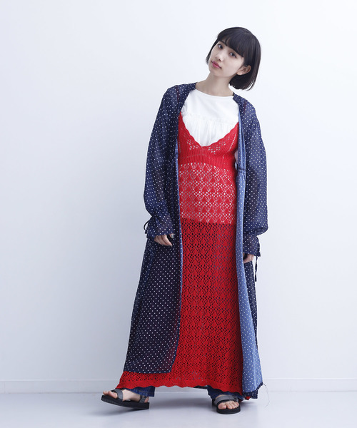 MERLOT(メルロー)の「ドット柄ガウンワンピース1518(シャツワンピース・レディース・ネイビー/ホワイト/ブラック/イエロー・FREE)」の15枚目の写真