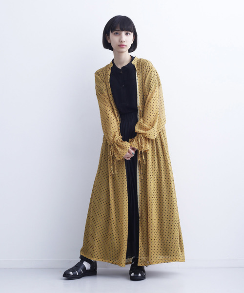 MERLOT(メルロー)の「ドット柄ガウンワンピース1518(シャツワンピース・レディース・ネイビー/ホワイト/ブラック/イエロー・FREE)」の12枚目の写真