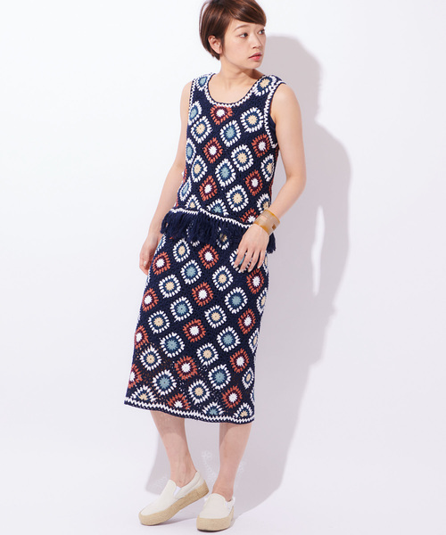 CIAOPANIC（チャオパニック）の「クロシェスカート（スカート・レディース・ネイビー/オフホワイト・FREE）」の11枚目の写真