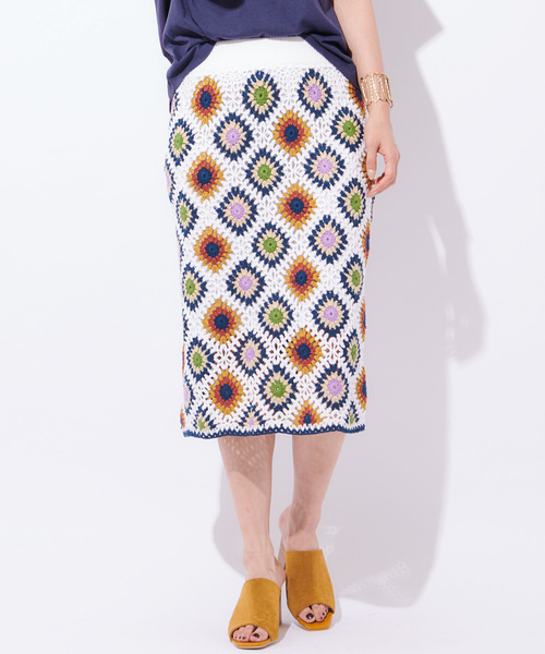 CIAOPANIC（チャオパニック）の「クロシェスカート（スカート・レディース・ネイビー/オフホワイト・FREE）」の14枚目の写真