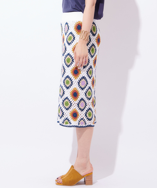 CIAOPANIC（チャオパニック）の「クロシェスカート（スカート・レディース・ネイビー/オフホワイト・FREE）」の8枚目の写真