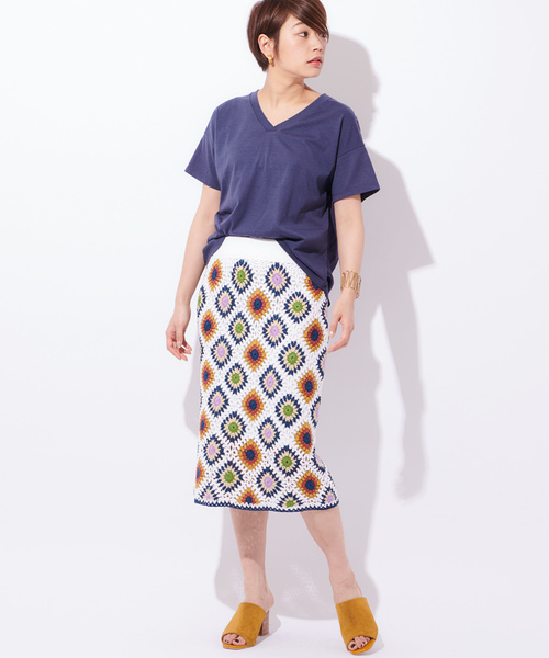 CIAOPANIC（チャオパニック）の「クロシェスカート（スカート・レディース・ネイビー/オフホワイト・FREE）」の12枚目の写真