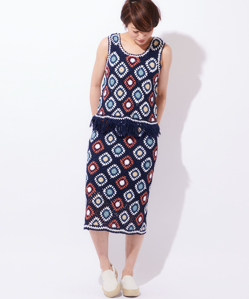 CIAOPANIC（チャオパニック）の「クロシェスカート（スカート・レディース・ネイビー/オフホワイト・FREE）」の15枚目の写真