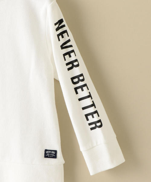 green label relaxing(グリーンレーベルリラクシング)の「モックネック袖ロゴプリントプルオーバー(Tシャツ/カットソー・キッズ・オフホワイト/ワインレッド・95/115/105/135/125)」の9枚目の写真