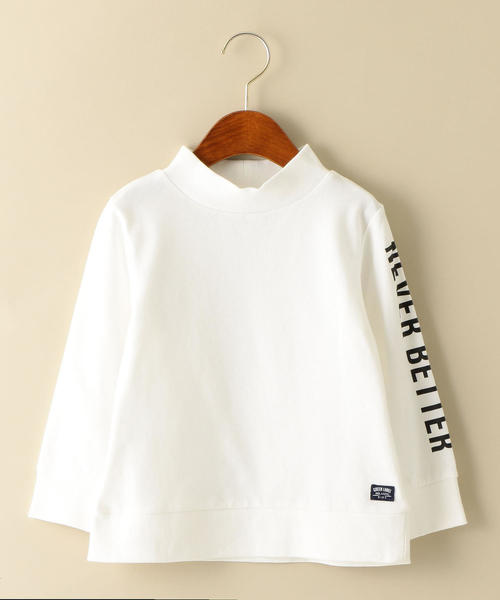 green label relaxing(グリーンレーベルリラクシング)の「モックネック袖ロゴプリントプルオーバー(Tシャツ/カットソー・キッズ・オフホワイト/ワインレッド・95/115/105/135/125)」の6枚目の写真