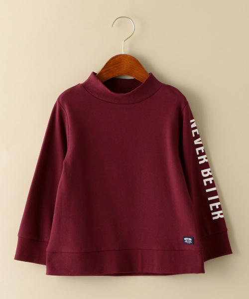 green label relaxing(グリーンレーベルリラクシング)の「モックネック袖ロゴプリントプルオーバー(Tシャツ/カットソー・キッズ・オフホワイト/ワインレッド・95/115/105/135/125)」の5枚目の写真