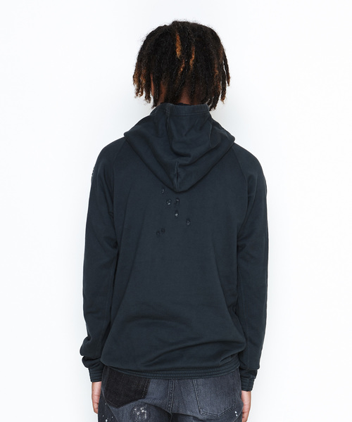 NUMBER (N)INE（ナンバーナイン）の「EXCLUSIVE_EMBLEM_ DAMAGE HOODY SWEATSHIRT（パーカー・メンズ・ブラック・2/4/3）」の2枚目の写真