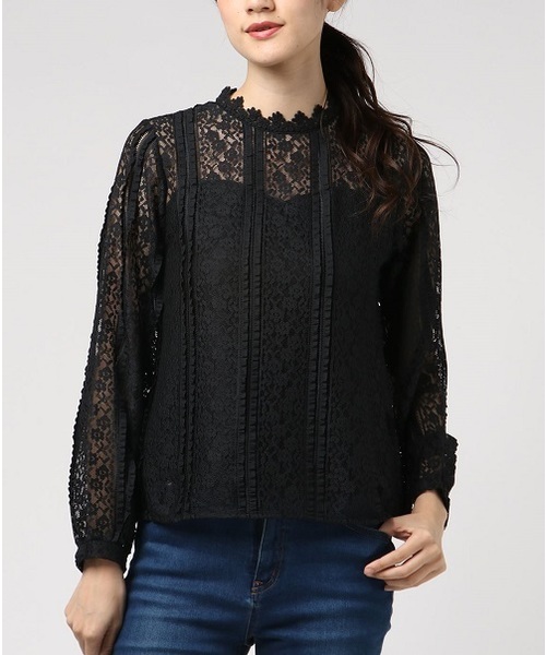 apres jour（アプレジュール）の「レースハイネック袖ボリュームブラウス【ZOZOTOWN限定アイテム】（シャツ/ブラウス・レディース・ブラック/オフホワイト・フリー）」の11枚目の写真