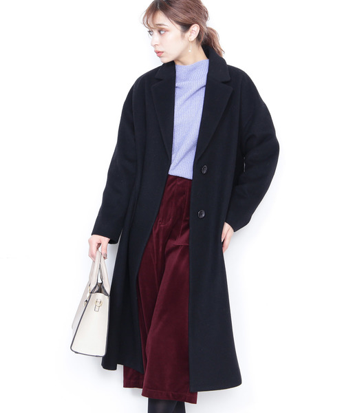 N.（N. Natural Beauty Basic）（エヌエヌナチュラルビューティーベーシック）の「【Ray 2月号掲載】◆ルーズチェスターコート（チェスターコート・レディース・ブラック/グレー/ピンク/レッド・MEDIUM）」の2枚目の写真