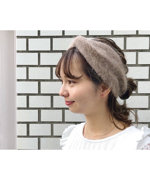 flower（フラワー）の「モヘアヘアバンド（ヘアバンド・レディース・チャコールグレー/ベージュ・FREE）」の5枚目の写真