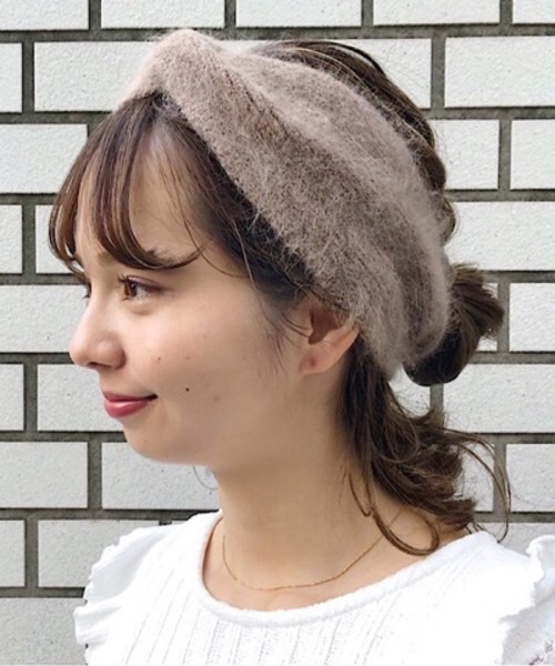 flower（フラワー）の「モヘアヘアバンド（ヘアバンド・レディース・チャコールグレー/ベージュ・FREE）」の4枚目の写真