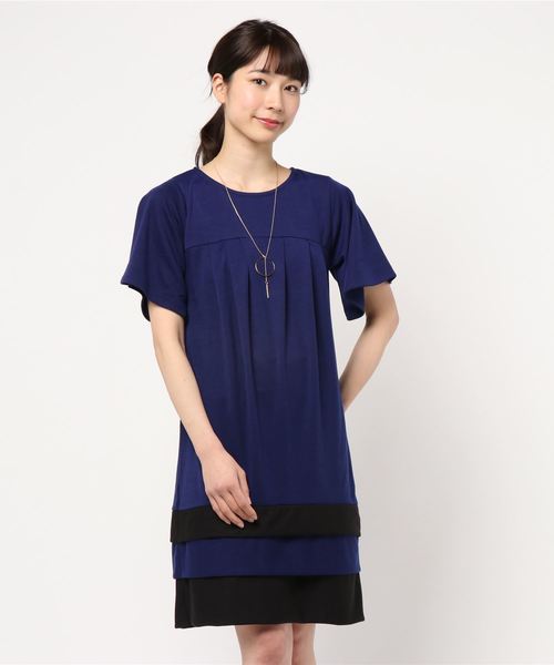 ネックレス付配色ポンチワンピース ワンピース Geera ジーラ のファッション通販 Zozotown