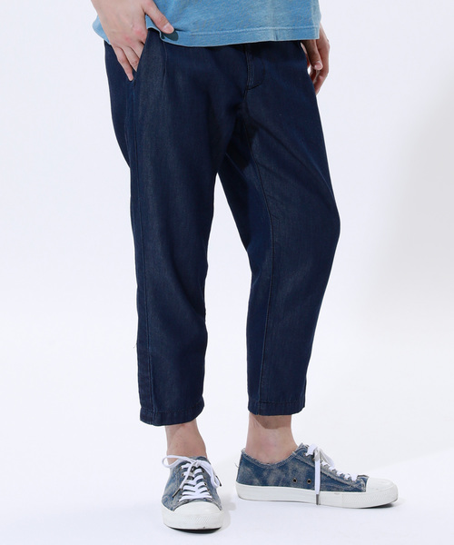 VOGUISH(ヴォーギッシュ)の「テンセルデニムクロップドパンツ(デニムパンツ)」|インディゴブルー