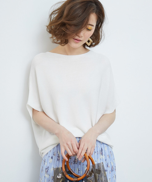 ROPE' PICNIC（ロペピクニック）の「【新色追加】ガーター編み風ドルマンスリーブ（その他トップス・レディース・ブラック/オフホワイト/ライトグリーン/ライトグレー・40/38）」の2枚目の写真