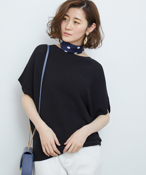 ROPE' PICNIC（ロペピクニック）の「【新色追加】ガーター編み風ドルマンスリーブ（その他トップス・レディース・ブラック/オフホワイト/ライトグリーン/ライトグレー・40/38）」の3枚目の写真