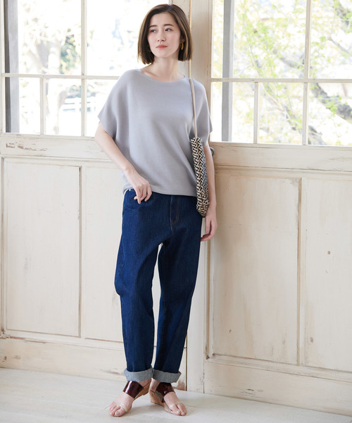 ROPE' PICNIC（ロペピクニック）の「【新色追加】ガーター編み風ドルマンスリーブ（その他トップス・レディース・ブラック/オフホワイト/ライトグリーン/ライトグレー・40/38）」の16枚目の写真