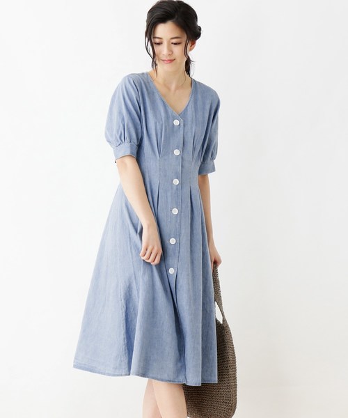 デニムワンピース ワンピース Its Demo イッツデモ のファッション シャンブレー ワンピース セール