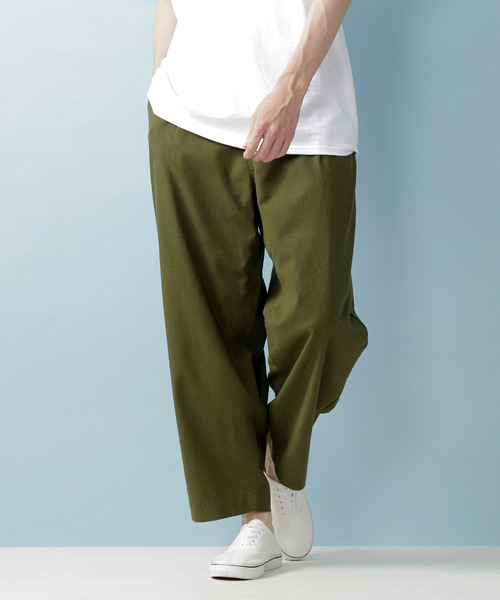 MONO-MART（モノマート）の「綿麻ワイドアンクルイージーパンツ/シェフパンツ（その他パンツ・メンズ・ホワイト/ブラック/ベージュ/ネイビー/カーキ・LL/M/L）」の4枚目の写真