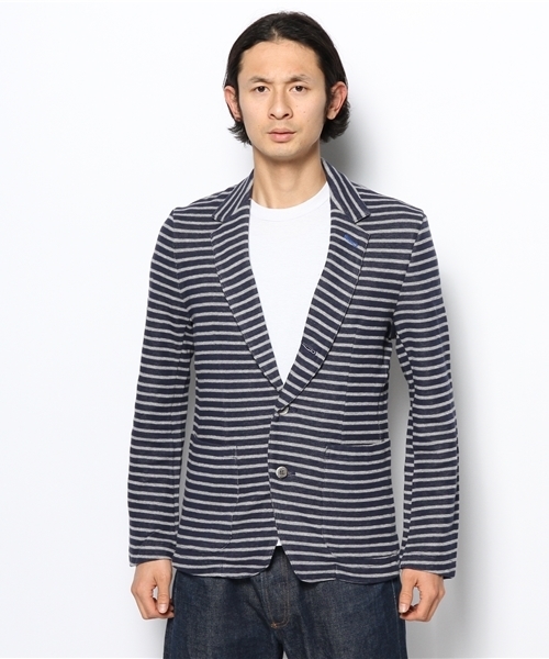 ROSE BUD COUPLES （ローズ バッド カップルズ）の「S-MJ-14106 DOUBLE FACE LAPELED CARDIGAN（テーラードジャケット・メンズ・ブラック/ブルー・LARGE/MEDIUM）」の5枚目の写真