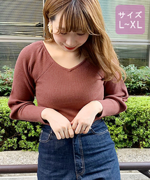 【大きいサイズ】バックリボンパワショルニット【ZOZOTOWN限定アイテム】