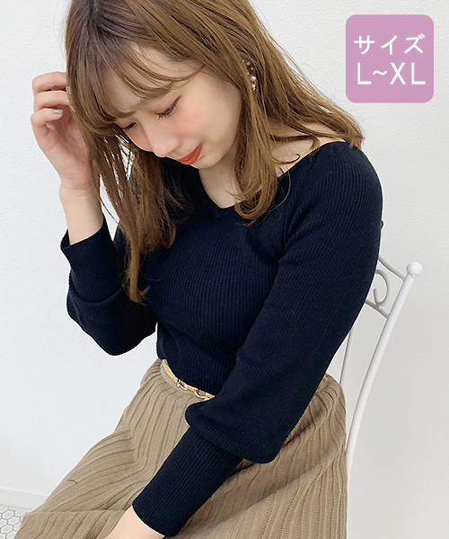 apres jour(アプレジュール)の「【大きいサイズ】バックリボンパワショルニット【ZOZOTOWN限定アイテム】(ニット/セーター・レディース・ブラック/ベージュ/モカ/オレンジ系その他・X-LARGE)」の20枚目の写真