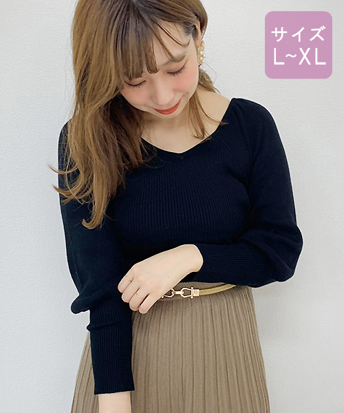 apres jour(アプレジュール)の「【大きいサイズ】バックリボンパワショルニット【ZOZOTOWN限定アイテム】(ニット/セーター・レディース・ブラック/ベージュ/モカ/オレンジ系その他・X-LARGE)」の21枚目の写真