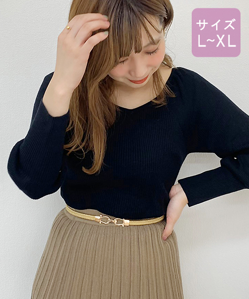 apres jour(アプレジュール)の「【大きいサイズ】バックリボンパワショルニット【ZOZOTOWN限定アイテム】(ニット/セーター・レディース・ブラック/ベージュ/モカ/オレンジ系その他・X-LARGE)」の22枚目の写真