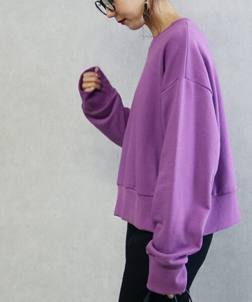 reca（レカ）の「ワイドリブ ショート丈スウェット（スウェット・レディース・ホワイト系その他/ブラウン/パープル・FREE）」の3枚目の写真