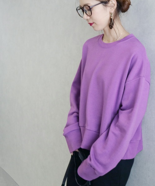 reca（レカ）の「ワイドリブ ショート丈スウェット（スウェット・レディース・ホワイト系その他/ブラウン/パープル・FREE）」の14枚目の写真