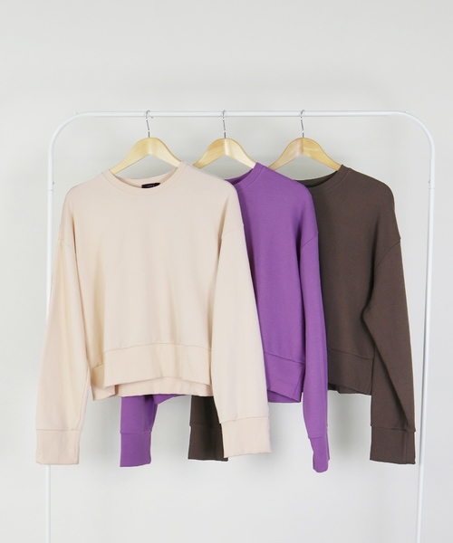 reca（レカ）の「ワイドリブ ショート丈スウェット（スウェット・レディース・ホワイト系その他/ブラウン/パープル・FREE）」の5枚目の写真