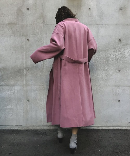 Fashion Letter（ファッションレター）の「サイドスリット ビッグシルエット ロング チェスター コート（チェスターコート・レディース・アイボリー/ベージュ系その他/モカ/グレイッシュブルー/スモークピンク/ブラック・M/L）」の12枚目の写真