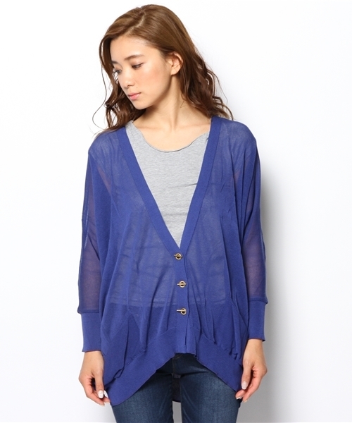 OUTLET（アウトレット）の「【CAPRICIEUX LE'MAGE】綿アセテートハトメカーディガン（カーディガン/ボレロ・レディース・ブラック/グリーン系その他/ロイヤルブルー・FREE）」の4枚目の写真