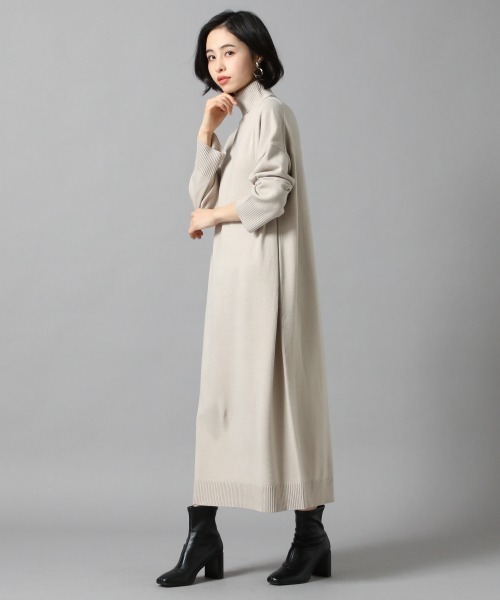 LOWRYS FARM（ローリーズファーム）の「タートルワンピ／ＬＳ　864442（ワンピース・レディース・アイボリー/ブラック/ブラウン/グリーン・FREE）」の2枚目の写真