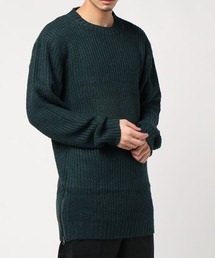 【TONE MEN'S】畦編みロングサイドスリットニット(BL)